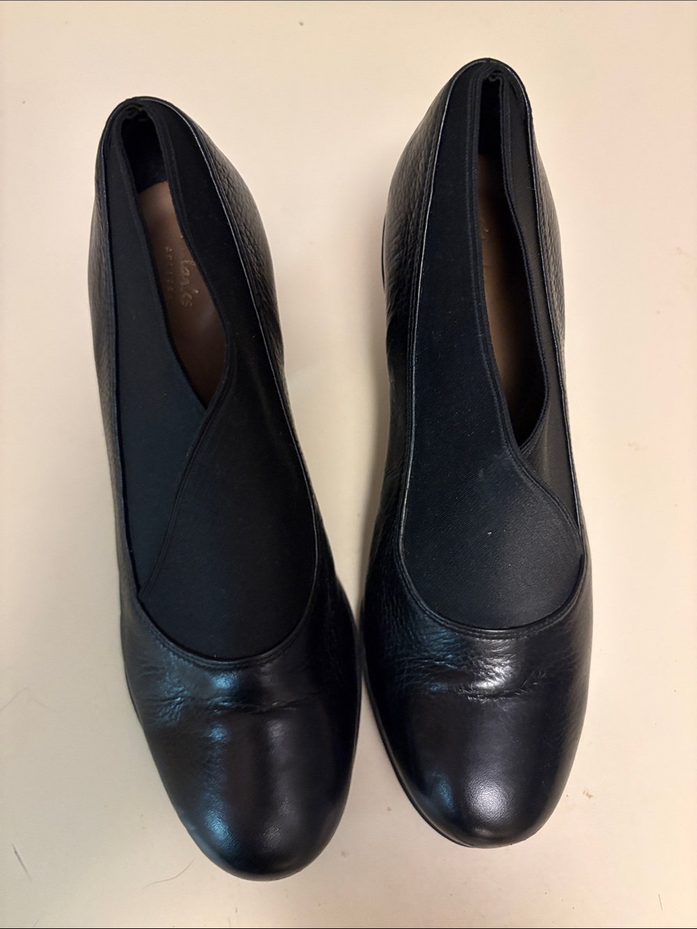 Clarks Black Leather Heeled Slip-On Shoe/Boots